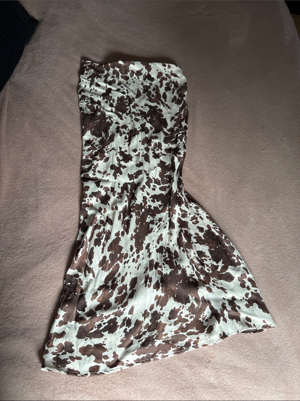 Bershka Brown and White Cow-Print Skirt